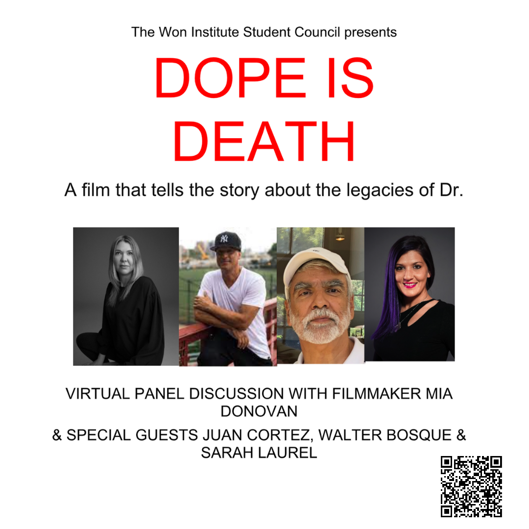 a poster for the won institute student council presents a film that tells the story about the legacies of dr. donovan