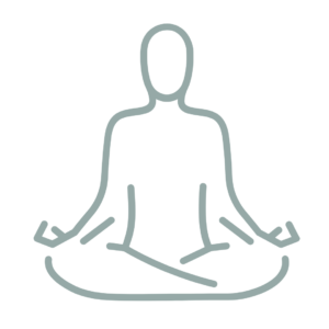 a line drawing of a person sitting in a lotus position